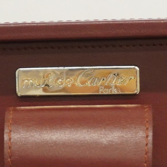 CARTIERAuth  Must Clutch Bag Men,Women,Unisex Leather Briefcase Bordeaux - Picture 5 of 10
